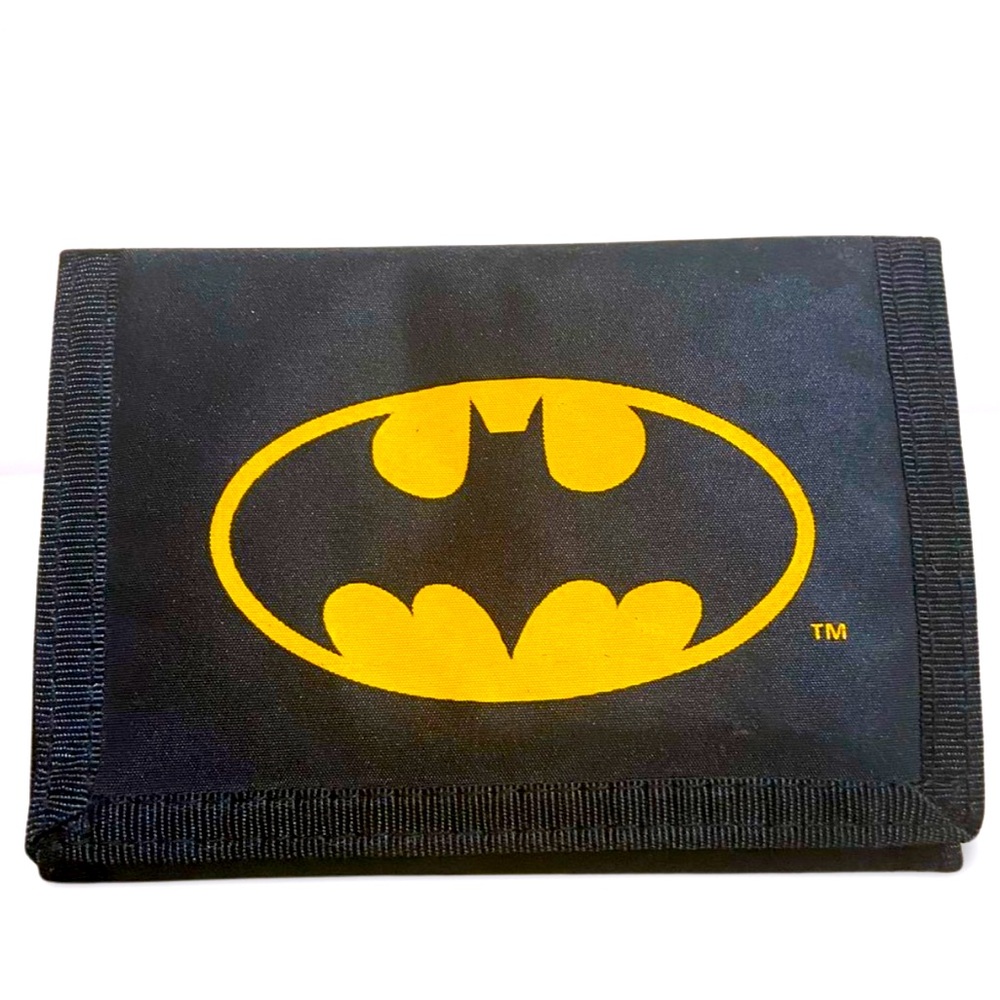 Vintage 1982 DC Comics Batman Logo Black Velcro Wallet